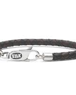 silk armband leder bruin met zilveren eindhaken en karabijnsluiting , model 830BRN op 19 cm - 212513