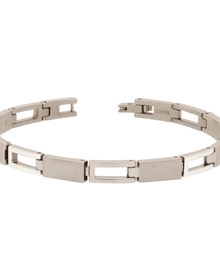 Boccia fantasie titanium schakelarmband, mat/poli, open en dichte schakels 19,5 cm,refnr : 03034-01 - 212536