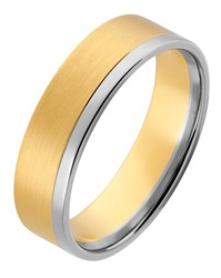 14 krt wit en geelgouden Aller Spanninga partnerring mat en glanzend, model 438 AS, 6,5 mm x 1,4 mm ringmaat 18,5 - 213154