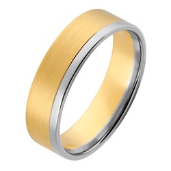 14 krt wit en geelgouden Aller Spanninga partnerring mat en glanzend, model 438 AS, 6,5 mm x 1,4 mm ringmaat 18,5 - 213154