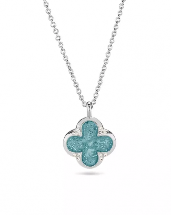 " See You Memorial " 4-leaf clover hanger inclusief anker lengte collier 42 cm en op de hoeken voorzien van zirconia's , klaver-4 ruimte is geschikt voor plaatsen van as - 214322