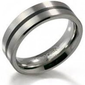 Boccia titanium ring mat/poli model 0101-14 met zwart emaille - 212642