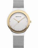 bicolor Bering horloge met zirconia als indexen, lichte wijzerplaat en milanaise band, refnr 12934-010 - 212774