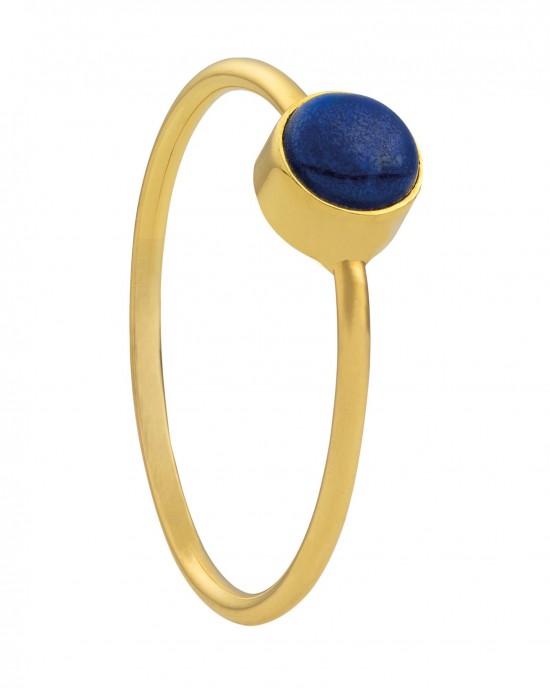 14 krt geelgouden fantasie ring met een rond cabochon geslepen Lapis Lazuli - 212830