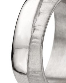 Ines Bouwen 14 karaats handgemaakte witgoudkleurige voorbeeldring Model 2-1, ringbreedte ca 7 mm - 213179