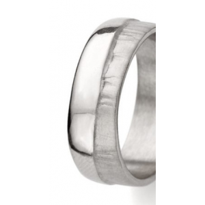 Ines Bouwen 14 karaats handgemaakte witgoudkleurige voorbeeldring Model 2-1, ringbreedte ca 7 mm - 213179