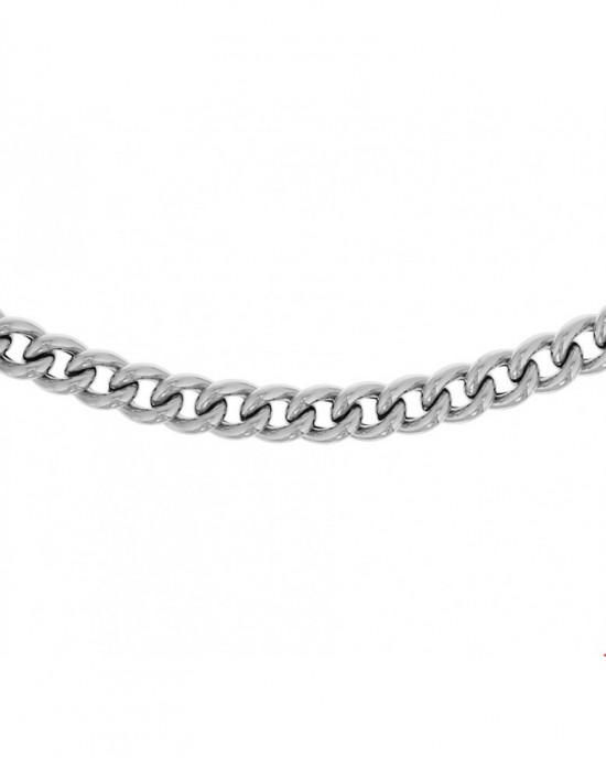 Zilveren bol geslepen gourmet collier 45 cm x 7,5 mm, gerhodineerd en voorzien van een sierveerring / L 689 - 212954