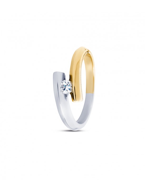 14 krt bicolor gouden R&C groeibriljant ring model 3 Large waarin een 0.18 ct briljant geslepen diamant - 213039