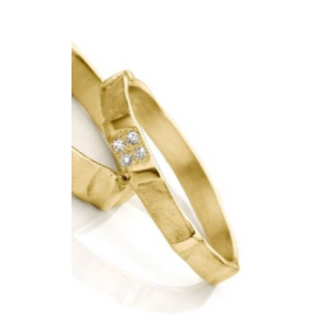 Ines Bouwen 14 karaats handgemaakte geelgoudkleurige voorbeeldring Model 56-4, ca 3 mm breed en verfraaid met 4 briljant geslepen diamanten totaal 0.03 ct - 213176