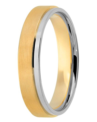 14 krt geel en witgouden Aller Spanninga partnerring, model 431 AS,  4,7 mm x 1,8 mm, mat en gepolijst, ringmaat 21 - 213146