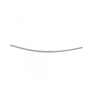 Zilver gerhodineerd rond omega collier, 50 cm x 1,25 mm - 200487