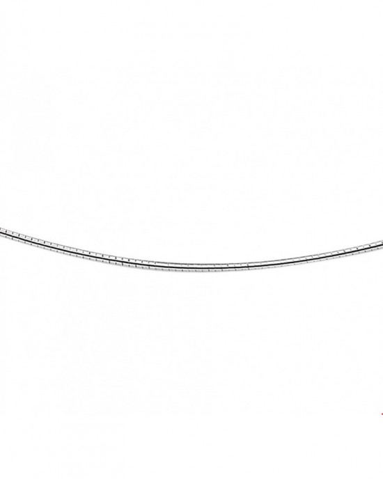 Zilver gerhodineerd rond omega collier, 50 cm x 1,25 mm - 200487