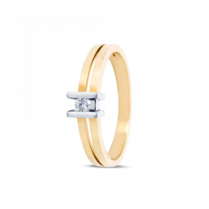 14 krt bicolor gouden Spring fantasie groeibriljant ring by R&C model 95s met een 0.05 ct briljant geslepen diamant P/W - 213328