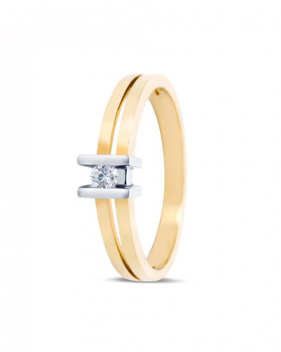 14 krt bicolor gouden Spring fantasie groeibriljant ring by R&C model 95s met een 0.05 ct briljant geslepen diamant P/W - 213328