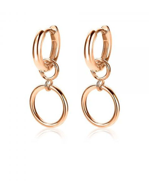 Zinzi zilveren creoolhangers, rosé verguld rond open 11 mm - 213397