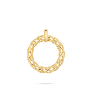 14 Karaats Geelgouden fantasie-hanger genaamd Swirl, ronde open cirkelvorm, in elkaar gedraaide draden, ca 23mm x 4,5 mm - 213640
