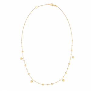 14 krt.  geelgouden fantasie collier met glanzende bolletjes en gesatineerde platte cirkels - 213633