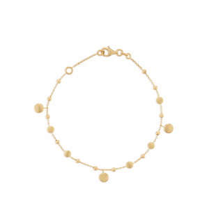 14 krt.  geelgouden fantasie armbandmet glanzende bolletjes en gesatineerde platte cirkels - 213634