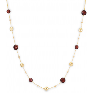 Monzario geelgouden collier met bolletjes en gefaceteerde ronde granaat - 213833