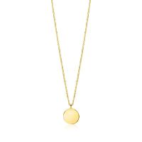 14 krt geelgouden Zinzi collier inclusief rond glad plaatje,42 + 3 cm - 213694