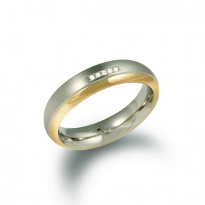 Boccia titanium bicolor ring verfraaid met 5 x diamant van 0,005 ct, mat-poli - 213768