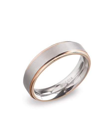 Boccia bicolor titanium ring model 0134-03, mat grijs en rosé poli - 213773