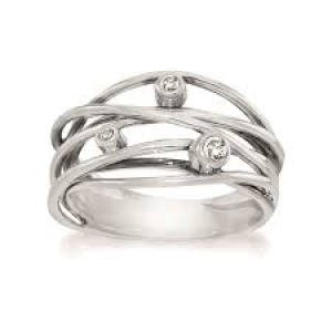 zilveren fantasie Rabinovich ring Sparkling Dream, geoxideerde zilveren draden met witte topaas - 213853