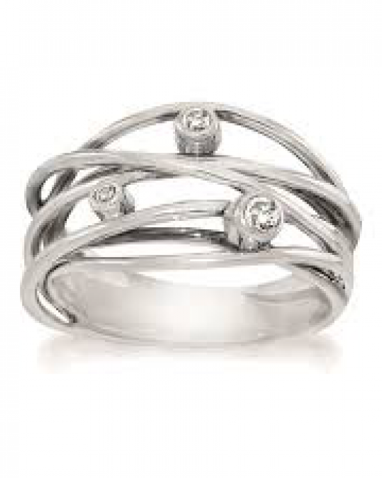 zilveren fantasie Rabinovich ring Sparkling Dream, geoxideerde zilveren draden met witte topaas - 213853