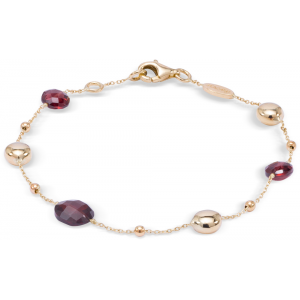 Monzario geelgouden armband met bolletjes en gefaceteerde ronde granaat - 213834