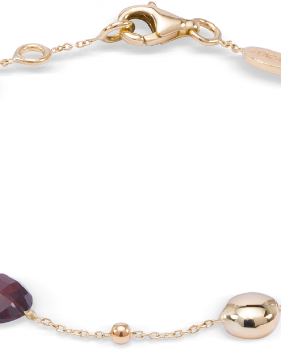 Monzario geelgouden armband met bolletjes en gefaceteerde ronde granaat - 213834