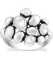 zilveren fantasie rabinovich ring " Pebble " verfraaid met parels - 213900