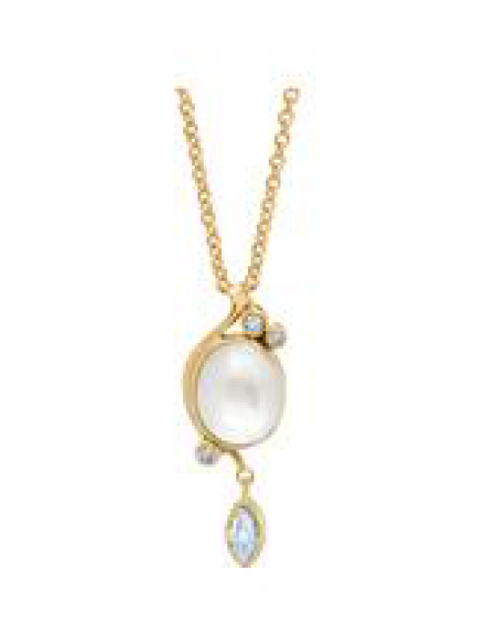 Zilveren Rabinovich fantasie hanger " Optimism " geel verguld voorzien van parel en topaas inclusief een geel verguld anker lengte collier 42 + 3cm - 213908