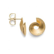 Bastian zilveren geel vergulden fantasie oorstekers, krasmat en cirkelvormig - 213976