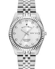 Jacques du Manoir horloge " Inspiration Day-date 40 mm Silver " stalen kast en stalen band , JWG00301 - 214080