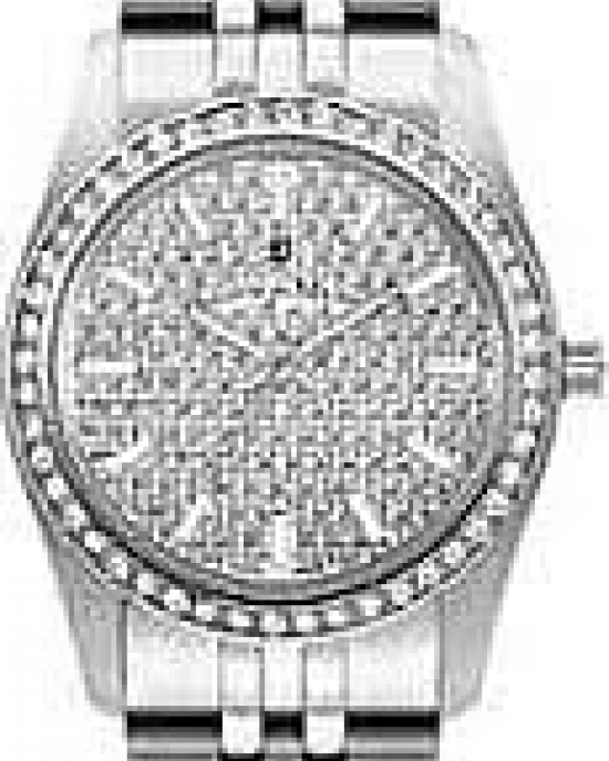 Jacques du Manoir horloge " Inspiration Glamour 34 mm Silver Sunray " stalen kast en stalen band en lunette bezet met zirconia's - 214081