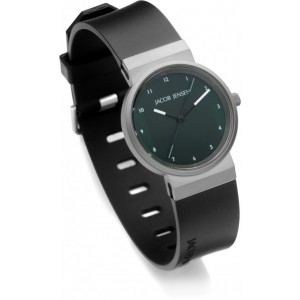 Jacob Jensen horloge model 725 New Line dark green small, stalen kast en zwart rubberen band - 214098