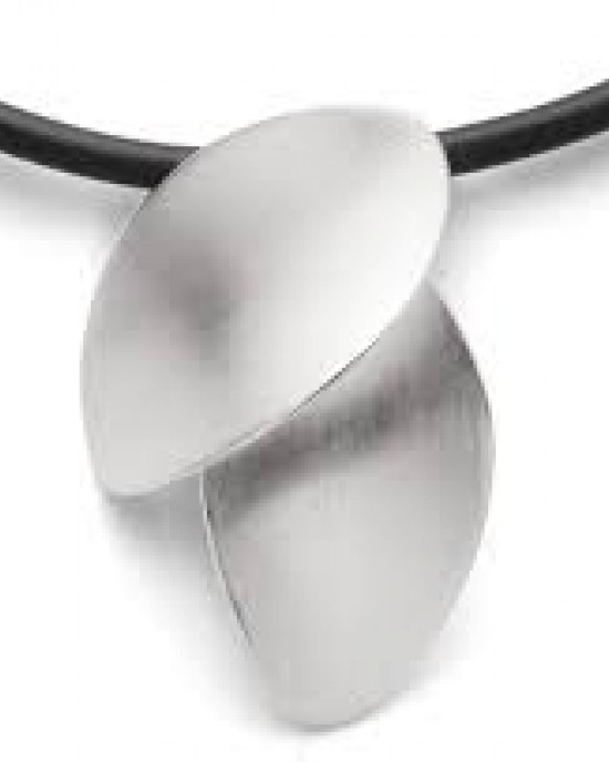 bastian, zilver gerhodineerde hanger, twee ovaal gekrulde blaadjes - 214108