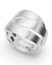 zilver gerhodineerde fantasie Bastian ring met 3 golvende banen door elkaar - 214110