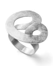 Bastian ring, zilver gerhodineerd, krasmat, doorlopende vorm, modelnr. 39701 - 214111