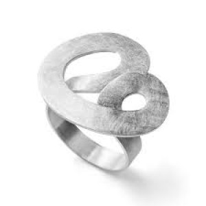 Bastian ring, zilver gerhodineerd, krasmat, doorlopende vorm, modelnr. 39701 - 214111