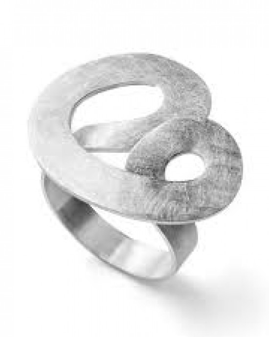 Bastian ring, zilver gerhodineerd, krasmat, doorlopende vorm, modelnr. 39701 - 214111