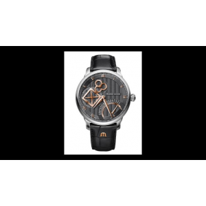 Maurice Lacroix " Masterpiece Square Wheel Retrograde " automatisch uurwerk uniek door zichtbaar 4-kant rad en een retrograde kalender complicatie, stalen kast en kalfslederen band met alligator print en voorzien van een vouwsluiting - 214200