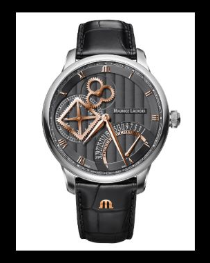 Maurice Lacroix " Masterpiece Square Wheel Retrograde " automatisch uurwerk uniek door zichtbaar 4-kant rad en een retrograde kalender complicatie, stalen kast en kalfslederen band met alligator print en voorzien van een vouwsluiting - 214200