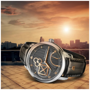 Maurice Lacroix " Masterpiece Square Wheel Retrograde " automatisch uurwerk uniek door zichtbaar 4-kant rad en een retrograde kalender complicatie, stalen kast en kalfslederen band met alligator print en voorzien van een vouwsluiting - 214200