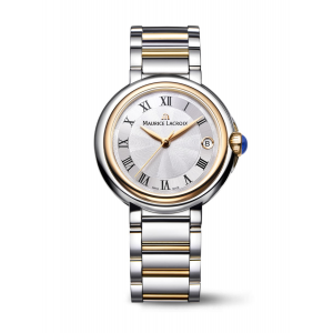 Maurice Lacroix Fiaba Ronde staal/rosé , 32 mm, Zilverkleurige wijzerplaat met romeinse indexen, blauwe steen in kroon. - 214199