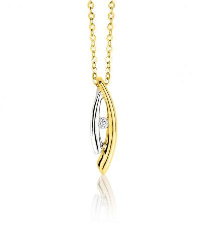 14 krt bicolor gouden fantasie Zinzi hanger, verfraaid met 1 x 0.025 ct briljant geslepen diamant - 214503