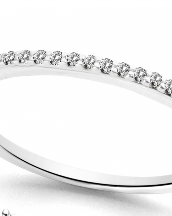 14 krt witgouden aanschuifring, rijring verfraaid met 16 x 0.005 ct briljant geslepen diamant H-Si - 214606
