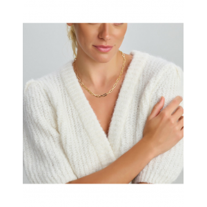 14 Karaats Geelgouden collier met een zilveren kern: paperclip schakel, 45 cm - 214466