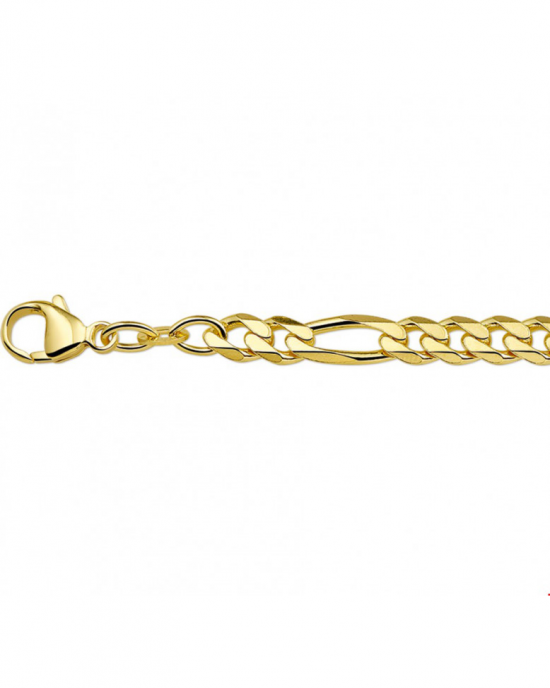 Doublé figaroschakel collier 60 cm lengte x 5,0 mm breedte, ronde karabijnhaak als sluiting - 214489