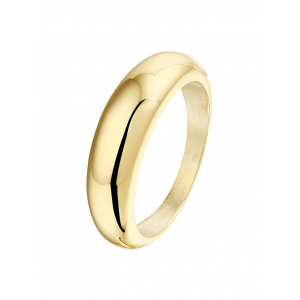 14 krt geelgouden bolle " jasseron-style " ring, massief vanweg een zilveren kern, maat 17,5 - 214622